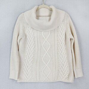 Billabong Sweater Womens Small Cream Cowl Neck Knit Casual Pullover Classic